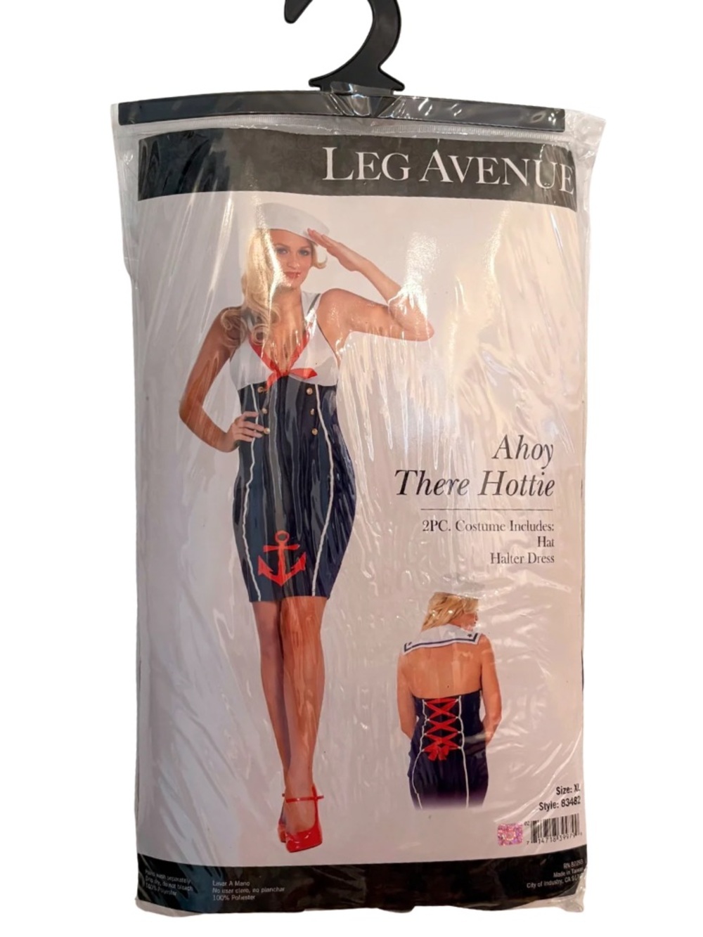 Deadstock Leg Avenue Ahoy There Hottie Navy & White Sailor Halter Wiggle Dress
